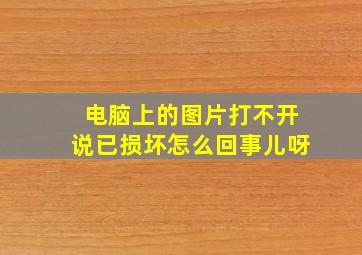 电脑上的图片打不开说已损坏怎么回事儿呀