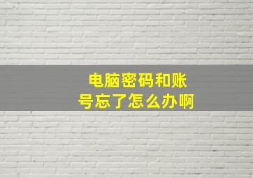 电脑密码和账号忘了怎么办啊