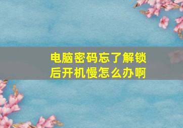 电脑密码忘了解锁后开机慢怎么办啊