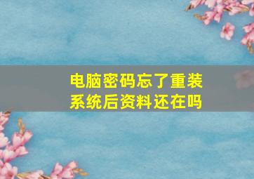 电脑密码忘了重装系统后资料还在吗