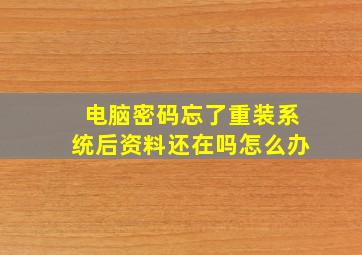 电脑密码忘了重装系统后资料还在吗怎么办