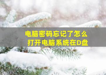 电脑密码忘记了怎么打开电脑系统在D盘