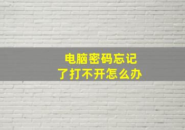 电脑密码忘记了打不开怎么办