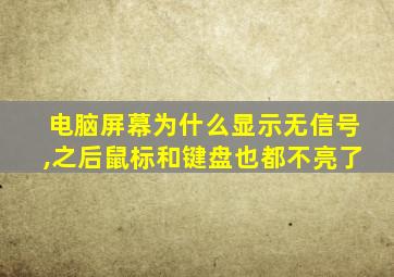 电脑屏幕为什么显示无信号,之后鼠标和键盘也都不亮了