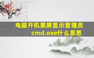 电脑开机黑屏显示管理员cmd.exe什么意思