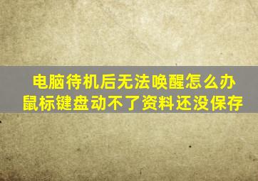 电脑待机后无法唤醒怎么办鼠标键盘动不了资料还没保存