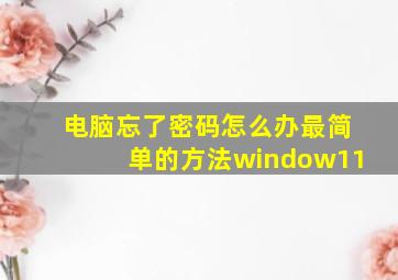 电脑忘了密码怎么办最简单的方法window11