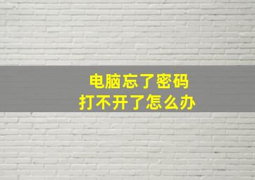 电脑忘了密码打不开了怎么办