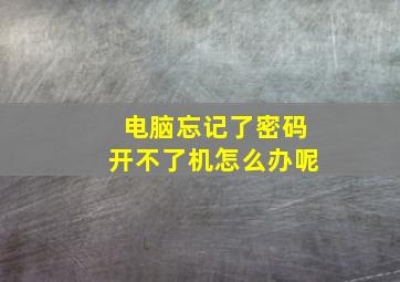 电脑忘记了密码开不了机怎么办呢