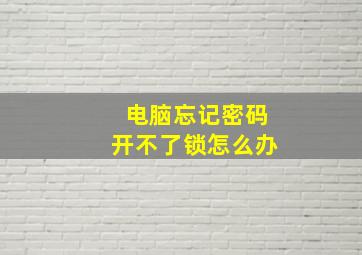 电脑忘记密码开不了锁怎么办