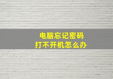 电脑忘记密码打不开机怎么办