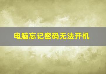 电脑忘记密码无法开机