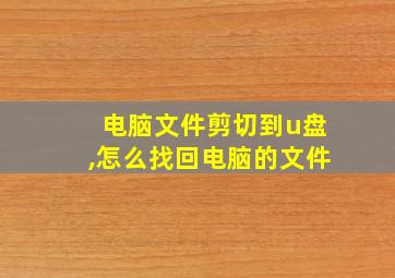 电脑文件剪切到u盘,怎么找回电脑的文件