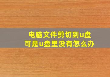 电脑文件剪切到u盘可是u盘里没有怎么办