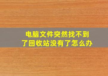 电脑文件突然找不到了回收站没有了怎么办