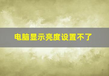 电脑显示亮度设置不了