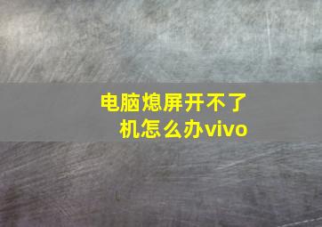 电脑熄屏开不了机怎么办vivo