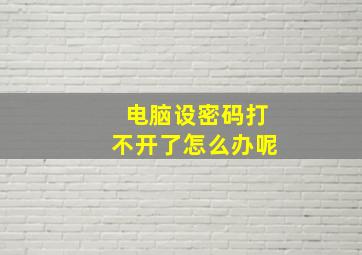 电脑设密码打不开了怎么办呢