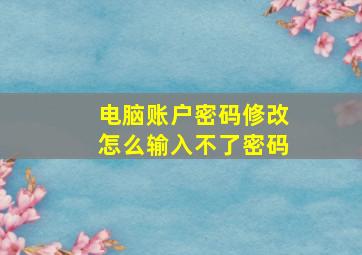 电脑账户密码修改怎么输入不了密码