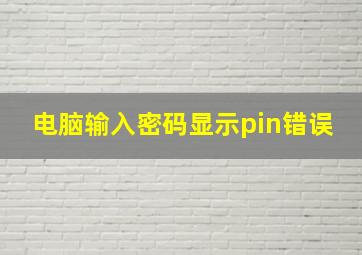 电脑输入密码显示pin错误