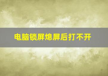 电脑锁屏熄屏后打不开