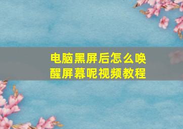 电脑黑屏后怎么唤醒屏幕呢视频教程