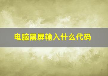 电脑黑屏输入什么代码