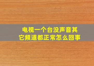 电视一个台没声音其它频道都正常怎么回事