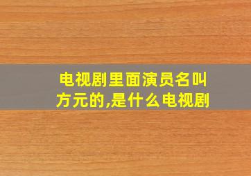 电视剧里面演员名叫方元的,是什么电视剧