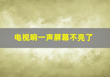 电视响一声屏幕不亮了