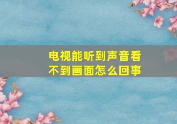 电视能听到声音看不到画面怎么回事