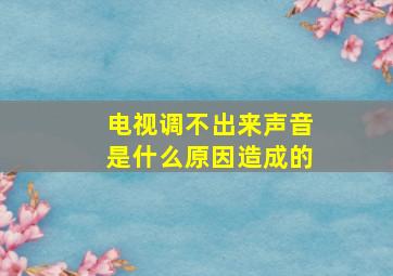 电视调不出来声音是什么原因造成的