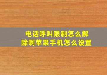 电话呼叫限制怎么解除啊苹果手机怎么设置