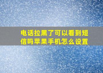 电话拉黑了可以看到短信吗苹果手机怎么设置