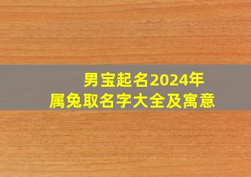 男宝起名2024年属兔取名字大全及寓意