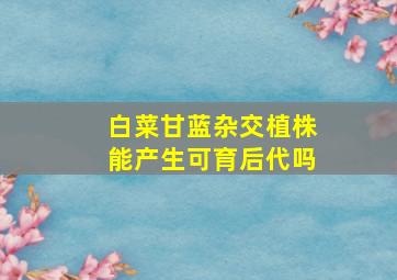 白菜甘蓝杂交植株能产生可育后代吗