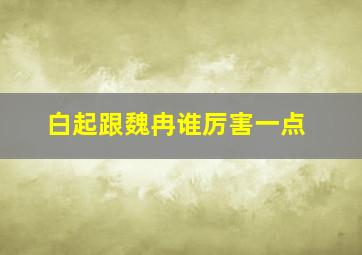 白起跟魏冉谁厉害一点