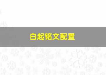 白起铭文配置