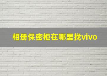 相册保密柜在哪里找vivo