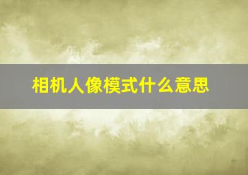 相机人像模式什么意思