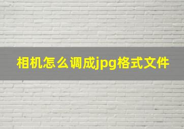 相机怎么调成jpg格式文件