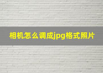 相机怎么调成jpg格式照片