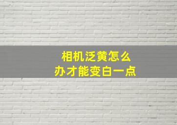 相机泛黄怎么办才能变白一点