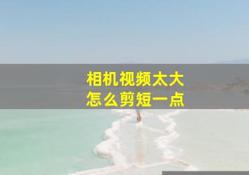 相机视频太大怎么剪短一点