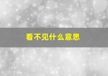 看不见什么意思