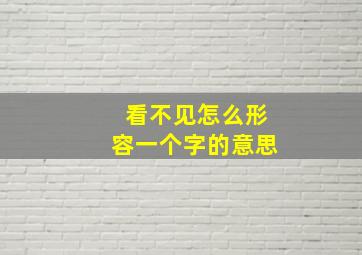 看不见怎么形容一个字的意思