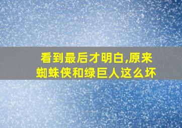 看到最后才明白,原来蜘蛛侠和绿巨人这么坏