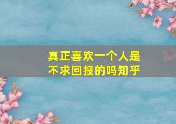 真正喜欢一个人是不求回报的吗知乎