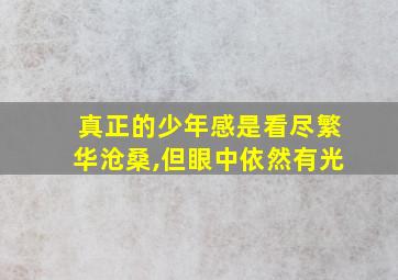 真正的少年感是看尽繁华沧桑,但眼中依然有光