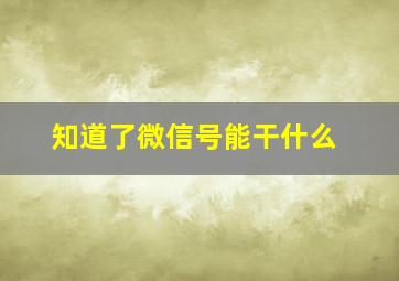 知道了微信号能干什么